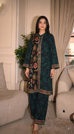 Pretty crepe silk Kalamkari co ord in green