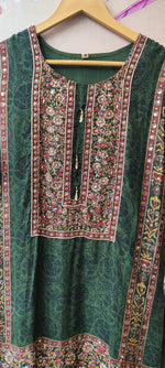 Super wow pure crepe silk lining ajrakh suit set in green