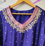 Russian silk full sequins purple suit with rani pink highlight