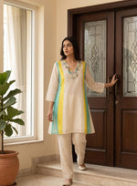Super premium orgneza multi co ord in cream and green