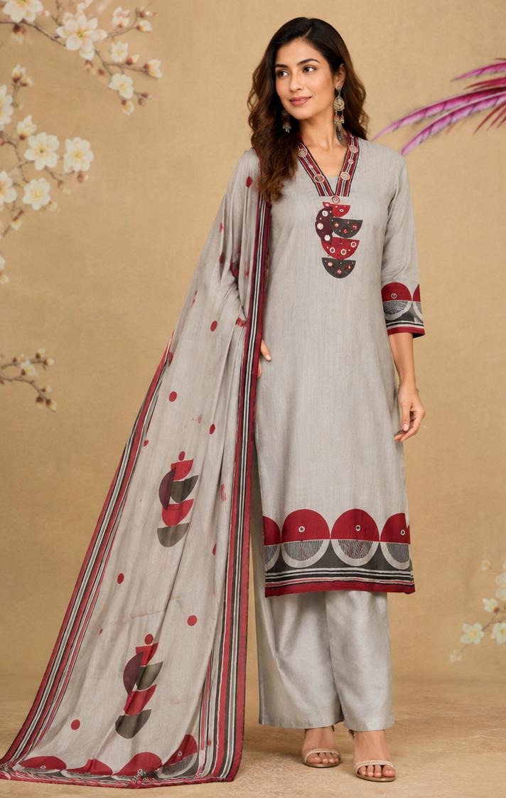 Pretty Modale ajrakh lining suit set
