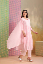 Super soft Mul cotton chikankari suit set with lining in pink