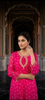 Pink georgette plazzo full suit set