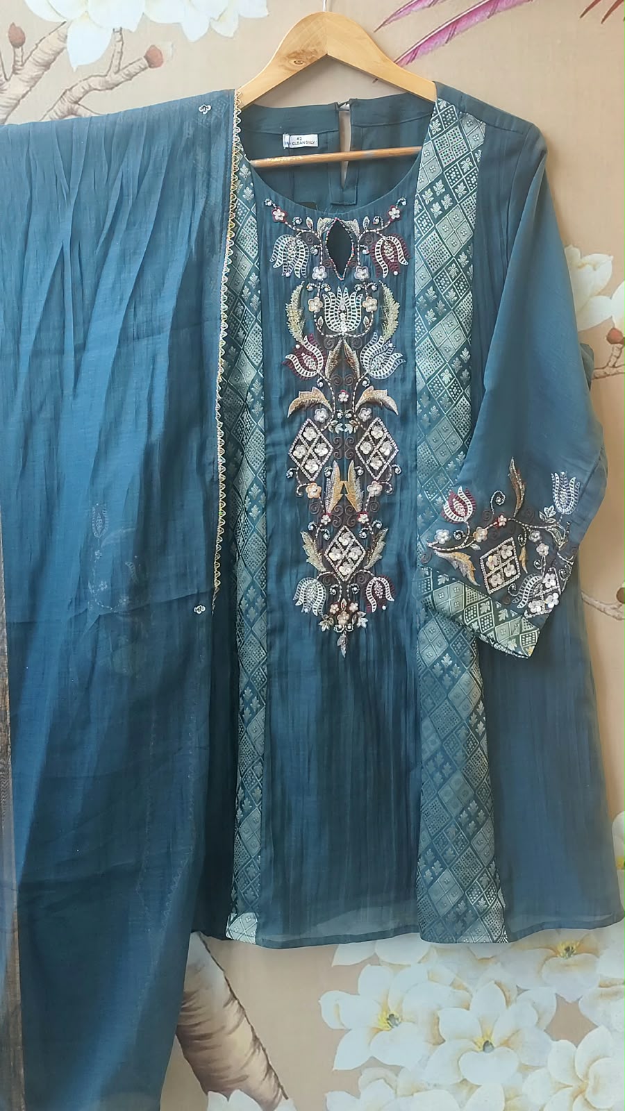Pretty Mul chanderi brocade suit set in blue