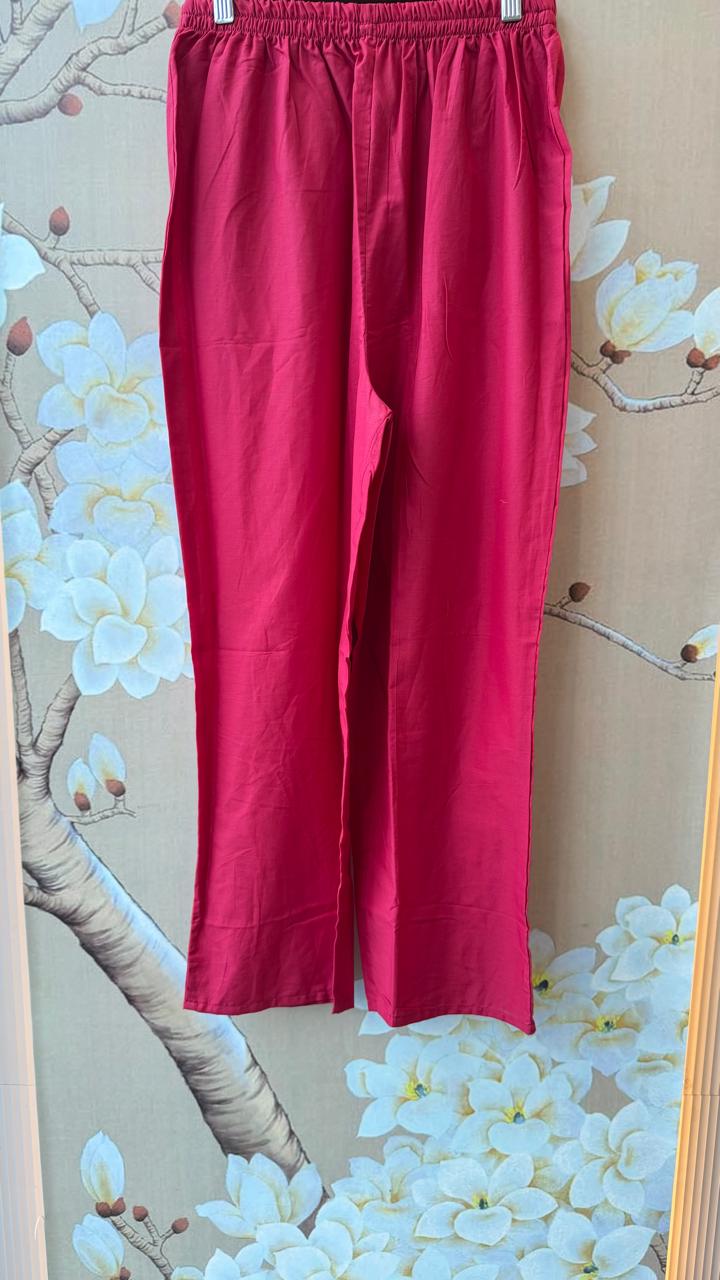 Smart cotton embroidered pintex detailing suit set in pink