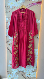 Smart cotton embroidered pintex detailing suit set in pink