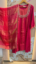 Red with brocade and handwork detailing full suit set
