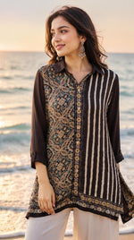Pure crepe digital printed shirt