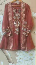Pretty Mul chanderi brocade suit set in onion pink