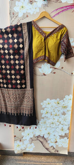 Super pretty ajrakh real mirror skirt / lehenga set in cotton in yellow