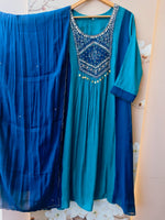 Pretty Mul chanderi two tone suit set in blue