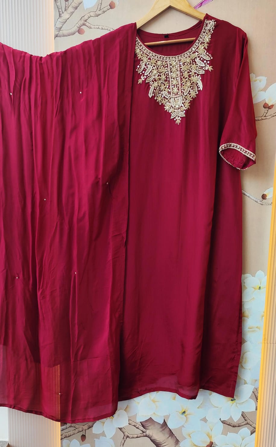 Premium crepe silk with premium handwork suit set