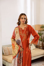 Restocked heavy rayon designer co ord in orange