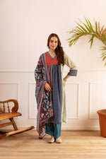 Premium Mul digital cotton suit paired with a Kalamkari dupatta