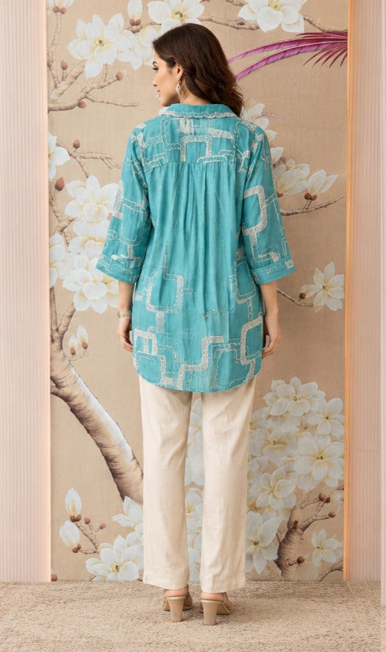 Pure Mul Chanderi embroidered with inner Co ord