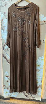 Premium chinon with handwork all over full suit in brown