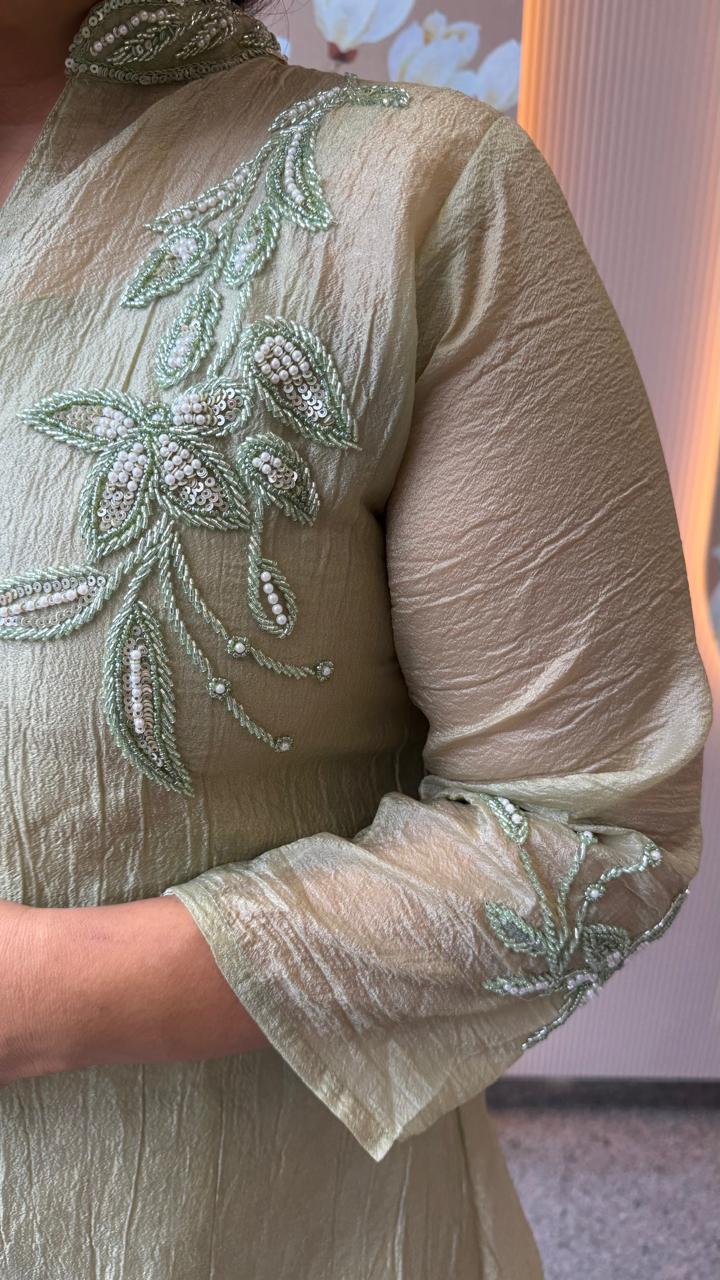 Pretty handwork salsa co ord in mint green