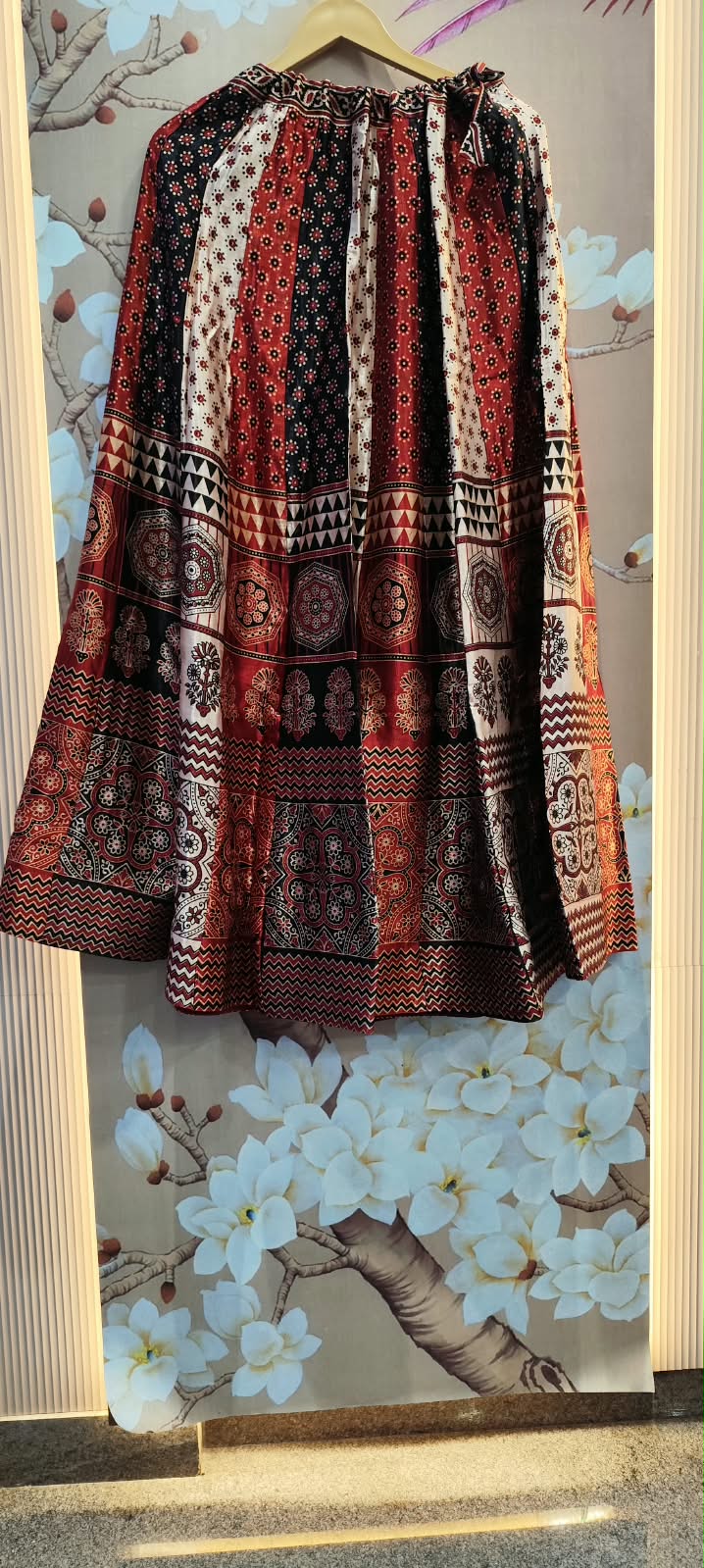 Premium gaji red n black skirt