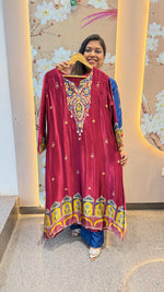Pure gaji silk maroon kurta pant