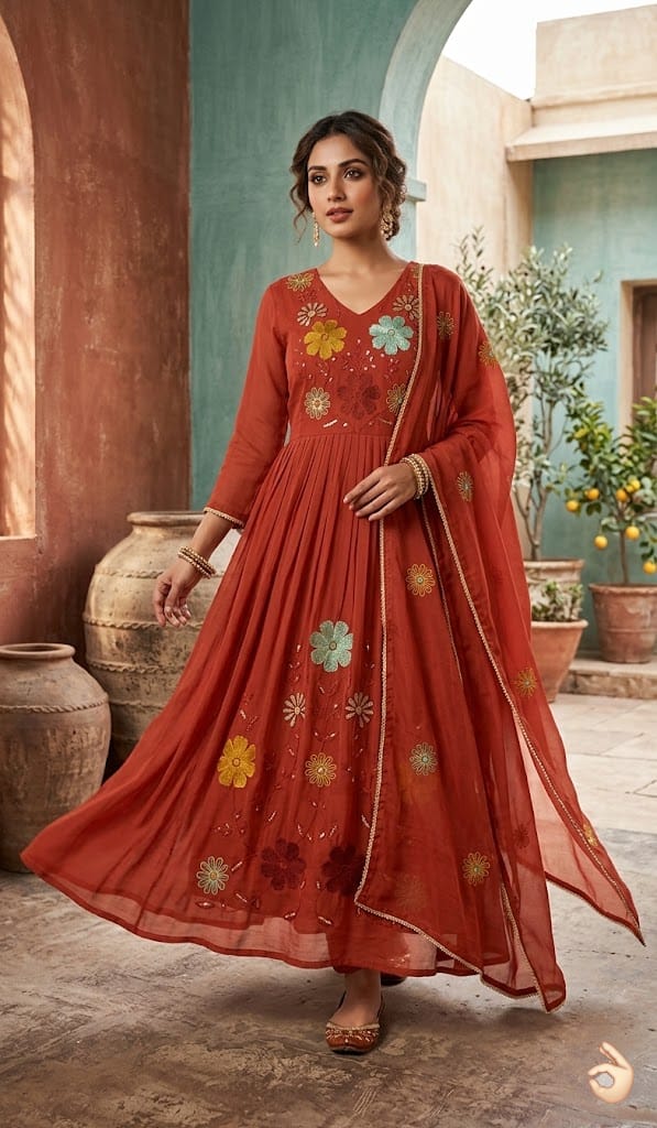 Pretty muslin embroidered suit set