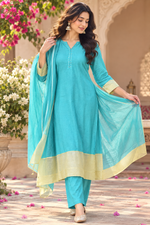 Premium Mul chanderi dual tone lining full suit set