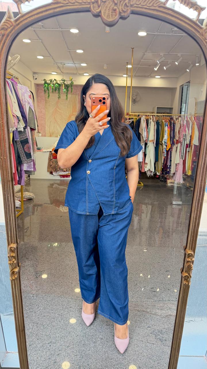 Super soft denim cotton co ord in blue