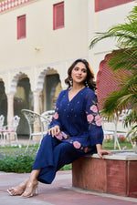 Pretty applique work Mul chanderi co ord set