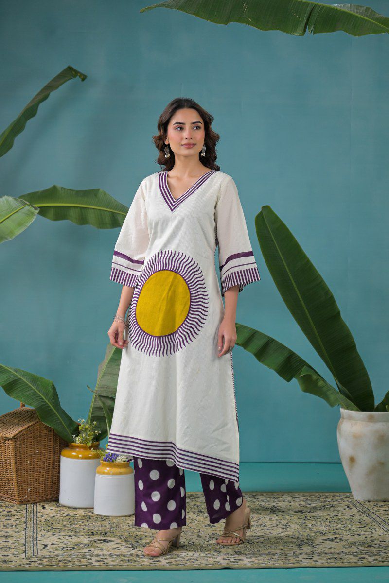 Premium Mul cotton lining Co ord in purple