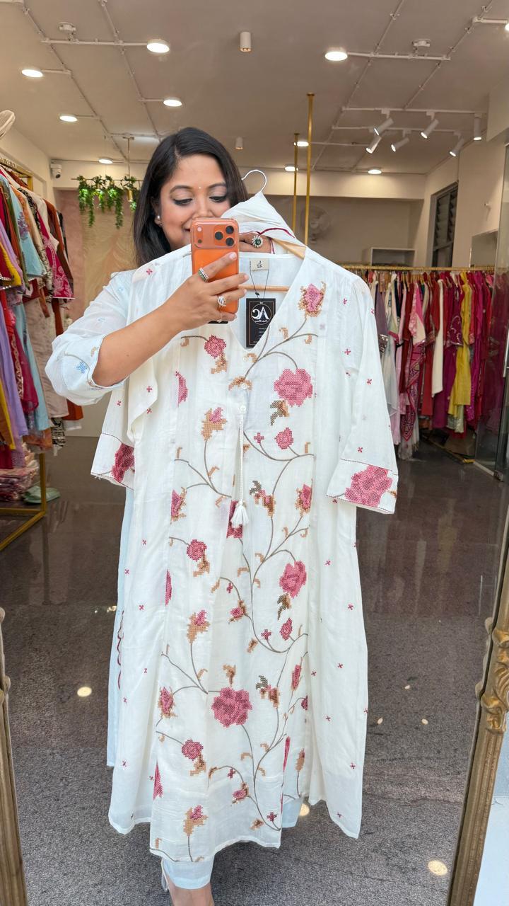 Restocked the super best selling Mul cotton suit set in white