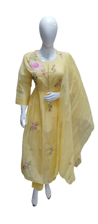 Pretty cotton embroidered suit set