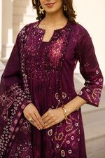Pretty cotton shivori full suit set in wine