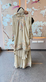 Premium chinon heavy embroidered and embellished sharara suit set&nbsp;