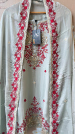 Premium chinon heavily embroidered suit set