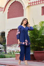 Pretty applique work Mul chanderi co ord set
