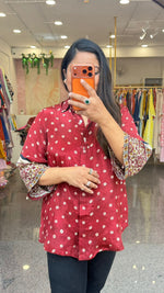 Premium crepe silk bandhani shirt