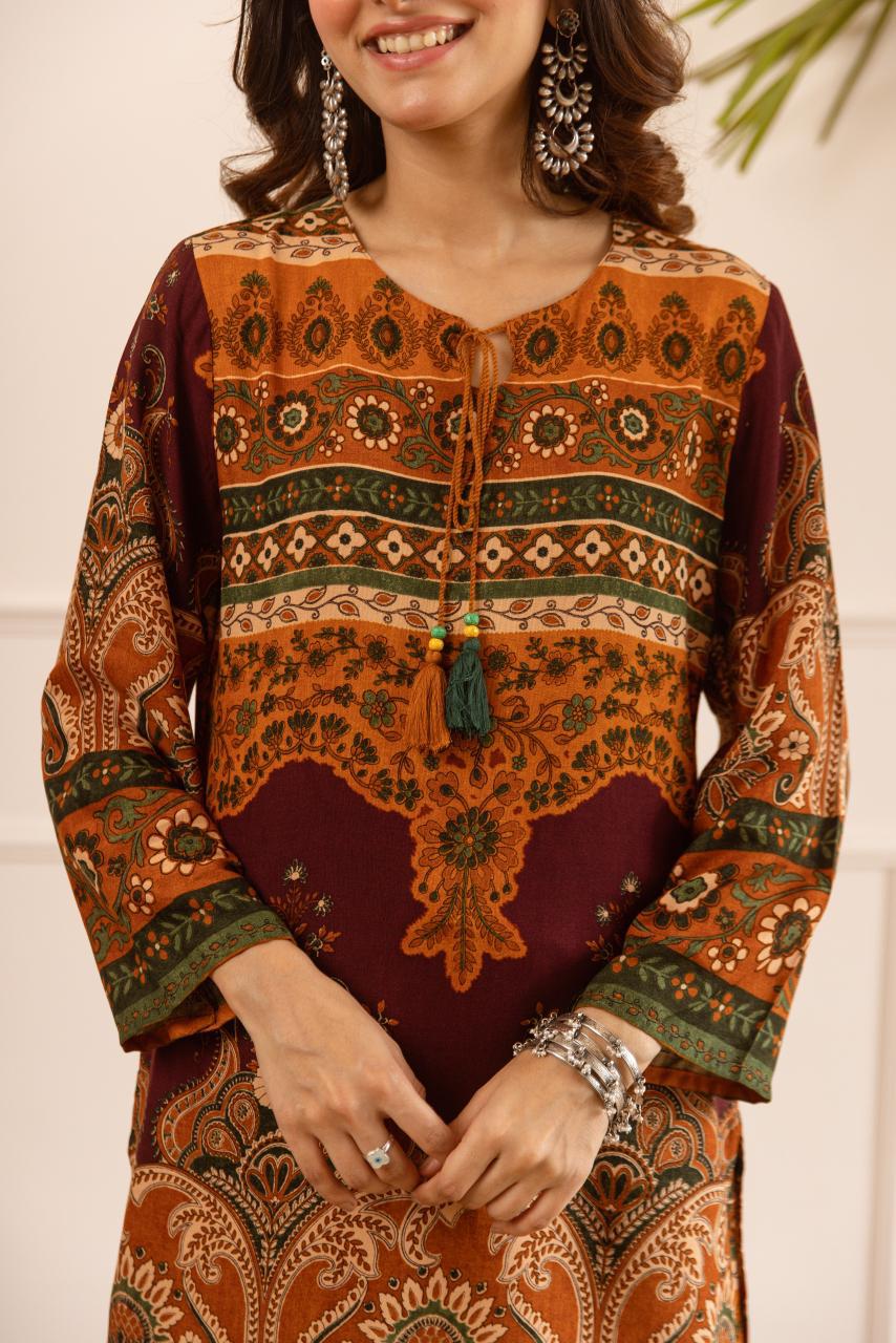 Super pretty heavy slub cotton digital printed co ord set