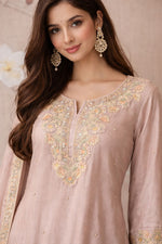 Premium chinon with intricate hand work bell bottom pant suit set