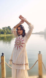 Super premium embroidered texture cotton suit set with lace detailing