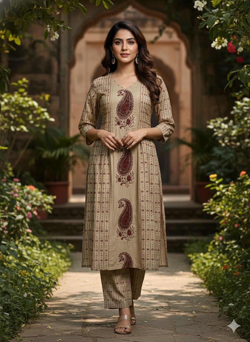 Super stunning cotton suit set paired with Mul dupatta