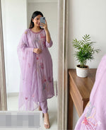 Pretty Modale embroidered lining suit set in lilac