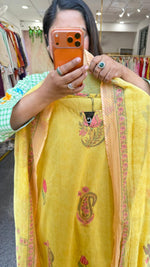 Pure cotton lining full suit set in yellow