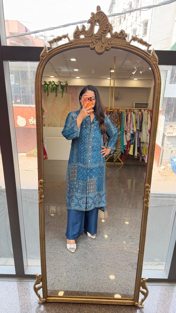 Designer crepe sequins detailing Co ord set