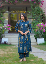 Pretty cotton bandhani co ord set in blue
