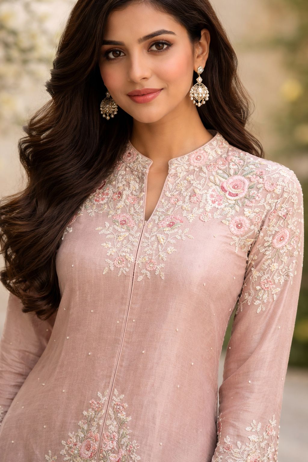 Super premium nude pink chinon co ord set