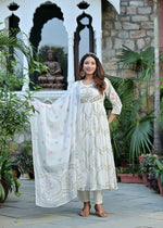 Wow cotton digital printed front n back lining Anarkali suit set