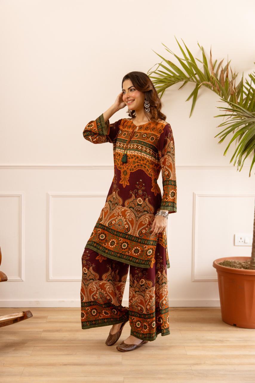 Super pretty heavy slub cotton digital printed co ord set