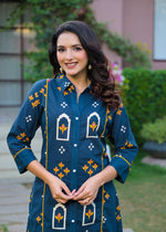 Pretty cotton bandhani co ord set in blue