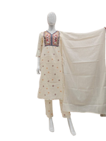Super soft Mul cotton both kurta and pant printed and yoke beautifully embroidered suit set