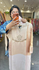 Super pretty tissue suit set with hand work paired with Banarasi dupatta