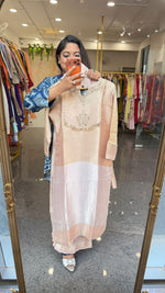 Super pretty tissue suit set with hand work paired with Banarasi dupatta